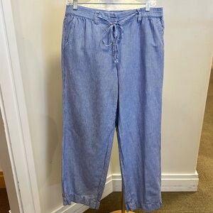Blue & white striped size 10 Easy Drawstring Pant by Talbots with wide legs